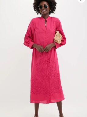 Hyacinth House Guava Embroidered Wisteria Caftan